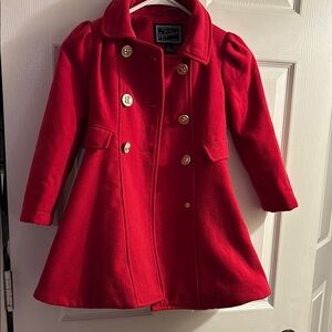 Rothschild Red Pea Coat with Gold Buttons